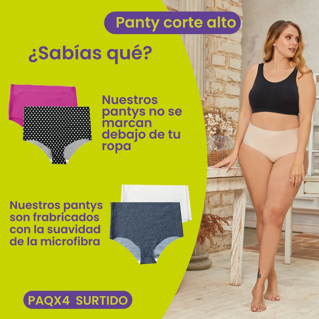 Contra entrega - PANTY CORTE ALTO DAMA PACK x 4